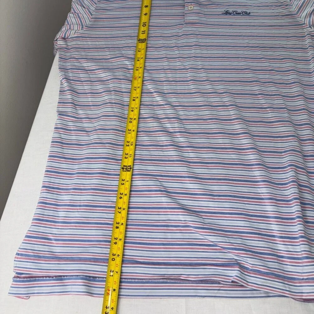 Peter Millar Summer Comfort Blue and Pink Stripe Short Sleeve Polo size Large